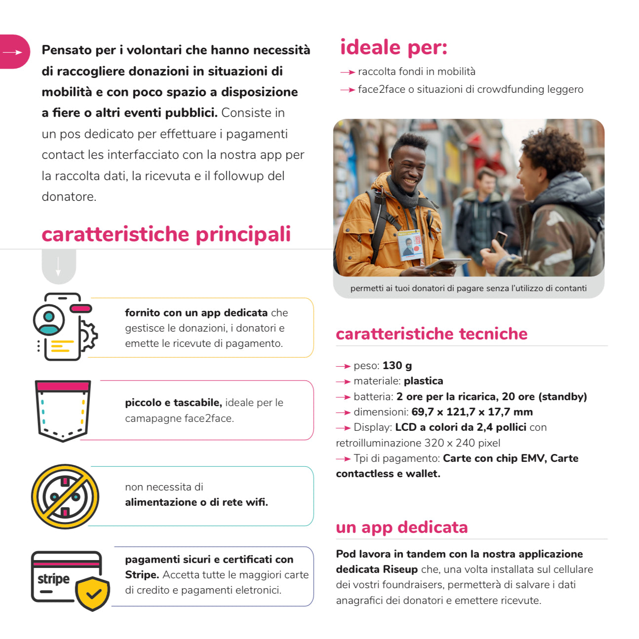 Punto di donazione mobile: POS per Smartphone