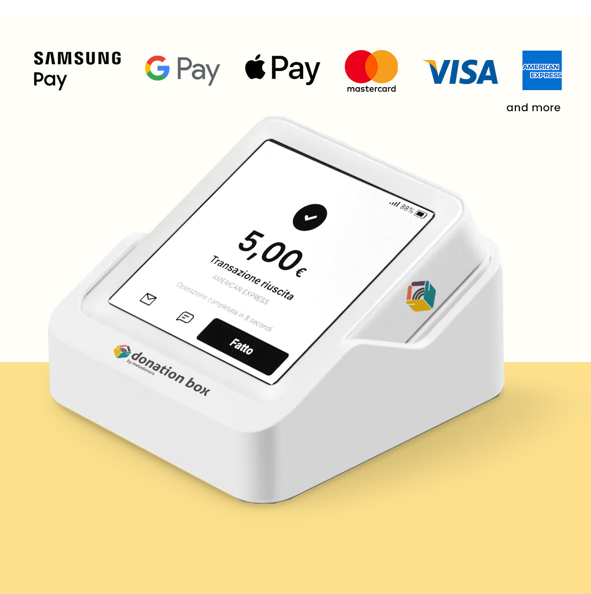 SOLO: l'unico POS portatile e stand-alone che raccoglie dati e donazioni
