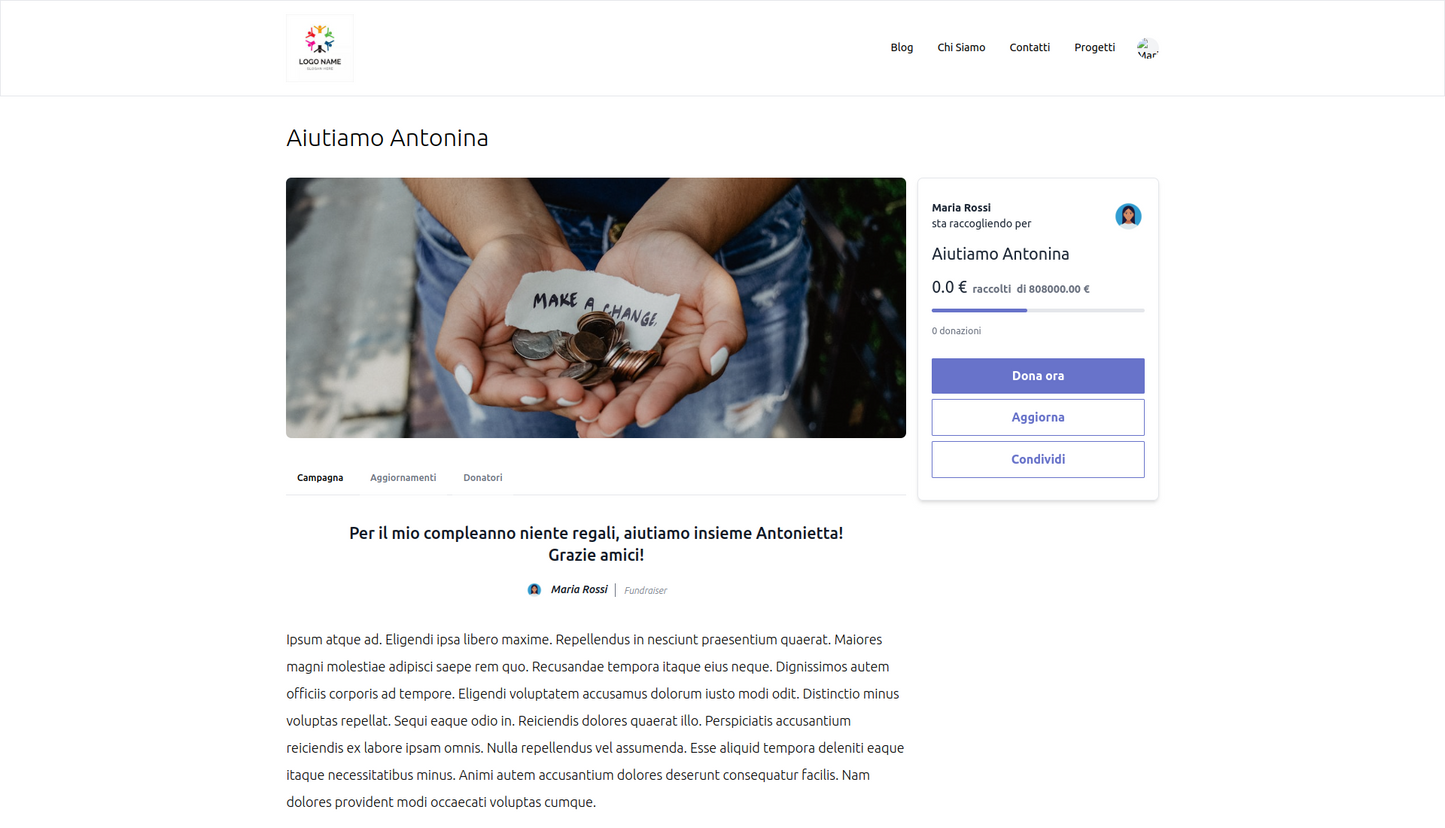 RiseAct Landing Page: Formazione personalizzata per realizzare la tua Campagna di raccolta fondi on-line